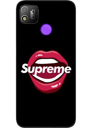 Силиконовый чехол для tecno pop 4 с картинкой губы supreme