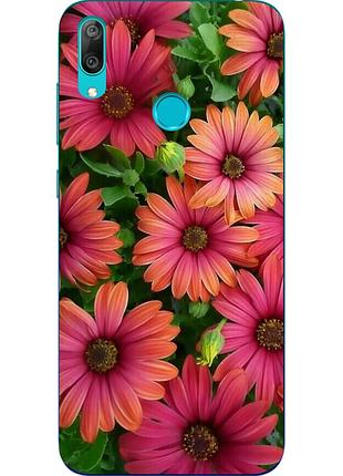 Чехол силиконовый для huawei y7 2019 с картинкой герберы