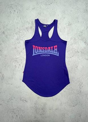 1344 / фіолетова майка боксерка lonsdale london з принтом, оригінал, лонсдейл лондон