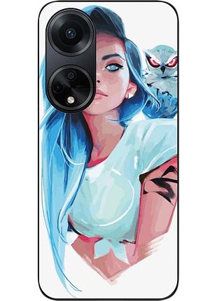 Силиконовый чехол epik для oppo a98 с картинкой девушка с совой