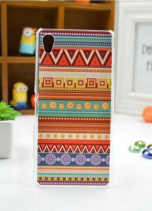 Силиконовый чехол бампер для sony xperia m4 aqua / e2333 с картинкой орнамент