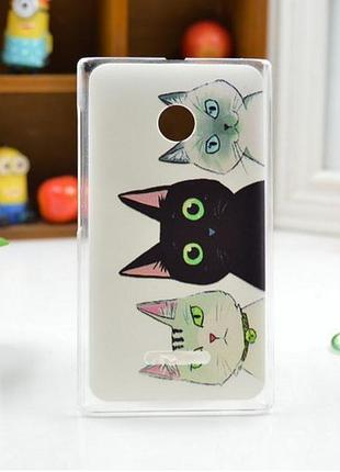 Силиконовый чехол на microsoft lumia 435 / 532 с картинкой три кота