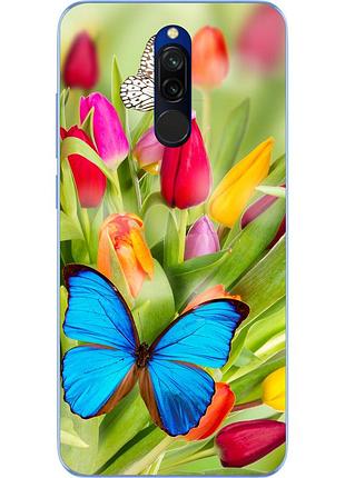 Силіконовий чохол для xiaomi redmi 8 з картинкою тюльпани