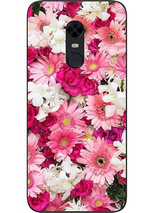 Чехол силиконовый для xiaomi redmi 5 plus с картинкой цветы