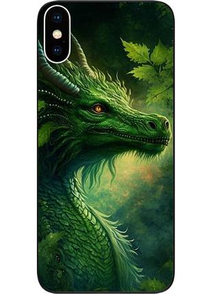 Силиконовый чехол бампер epik для iphone xs с картинкой зеленый дракон