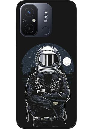 Силиконовый чехол бампер для xiaomi redmi 12c с картинкой космонавт и луна