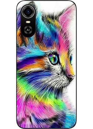 Силиконовый чехол для zte blade a31 plus с картинкой разноцветный котик