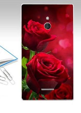 Силиконовый чехол бампер для nokia xl с картинкой розы