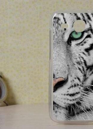 Силіконовий чохол бампер для huawei y600 з картинкою білий тигр