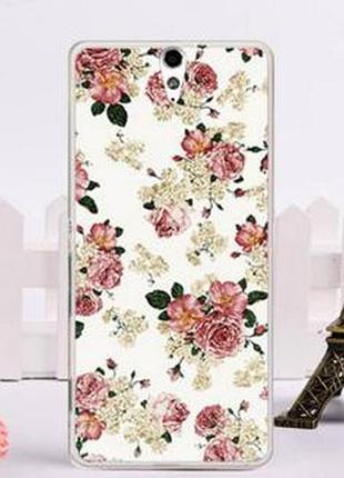Силіконовий чохол бампер для sony xperia c5 / e5533 з картинкою квіти