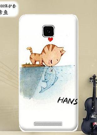 Оригінальний чохол панель накладка для lenovo a1900 з картинкою поцілунок кота