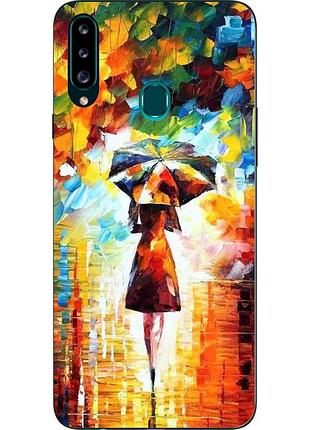Силиконовый чехол для samsung a20s galaxy a207f с картинкой под зонтом