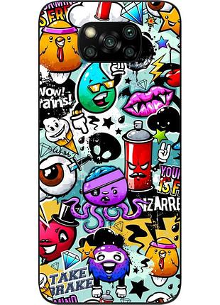 Силиконовый чехол для xiaomi poco x3 с картинкой стикеры