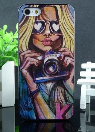 Яркие оригинальные чехлы с картинками для iphone 6plus / 6s plus девушка с фотоаппаратом
