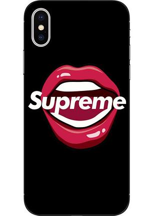 Бампер силиконовый чехол для iphone xs с картинкой губы supreme