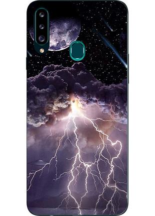 Силиконовый чехол бампер для samsung a20s galaxy a207f с картинкой молния