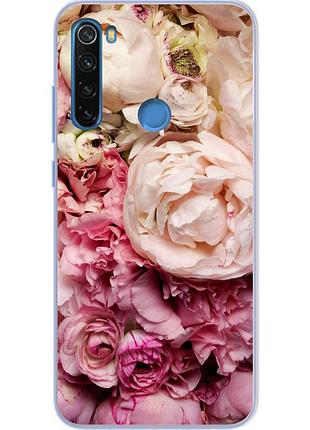 Бампер силіконовий чохол для xiaomi redmi note 8 з картинкою півонії