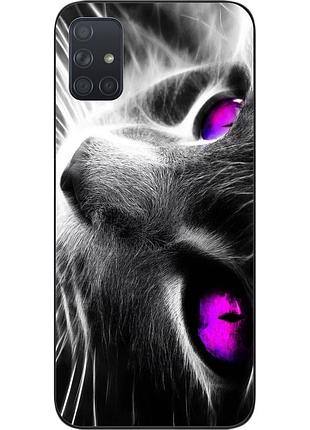 Силиконовый чехол для samsung a71 galaxy a715f с картинкой красивый кот