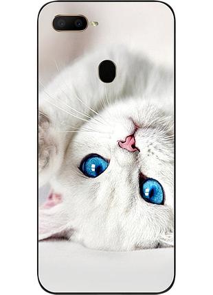 Оригинальный чехол для oppo a5s с картинкой белый кот