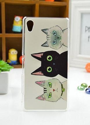 Силіконовий чохол бампер для sony xperia m4 aqua / e2333 з картинкою три кота