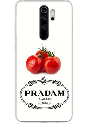 Антибрендовый силиконовый чехол для xiaomi redmi note 8 pro с картинкой pradam pomidori