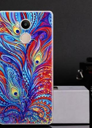 Оригінальний чохол бампер для xiaomi redmi 4 pro / redmi 4 prime з картинкою візерунки павич