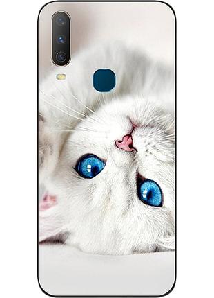 Оригінальний чохол для vivo y17 з картинкою білий котик