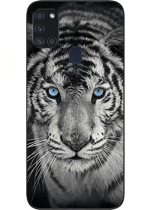 Силиконовый чехол с картинкой для samsung a21s galaxy a217f белый тигр