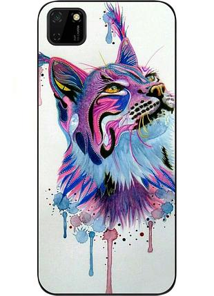 Силіконовий чохол для huawei y5p з картинкою рись акварель