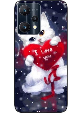 Силиконовый чехол epik для realme 9 pro с картинкой котик с сердцем