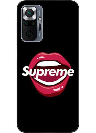 Силіконовий чохол для xiaomi redmi note 10 pro з картинкою губи supreme