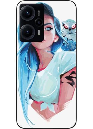Силіконовий чохол epik для xiaomi poco f5 з картинкою дівчина із совою