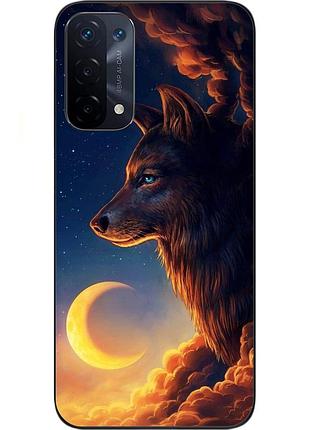 Бампер силиконовый чехол epik для oppo a54 5g с картинкой волк и луна
