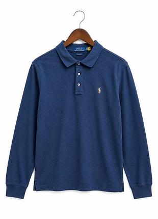 Лонгслів-поло polo ralph lauren оригінал polo m-l синій 10/10