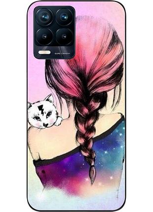 Силиконовый чехол epik для realme 8 4g с картинкой девушка с котенком