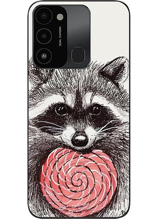 Силиконовый чехол для tecno spark 8c с картинкой енот