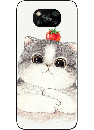 Силиконовый чехол для xiaomi poco x3 с картинкой котенок