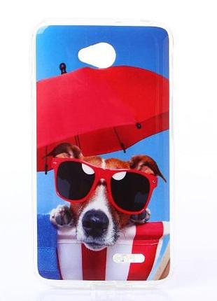 Чехол-накладка для lg optimus l70 d325 с картинкой собака на море