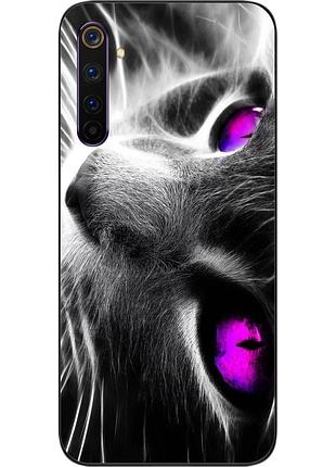 Силиконовый чехол для realme 6 с картинкой красивый кот