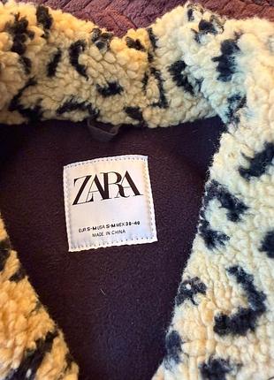 Леопардовий хутряний бомбер zara 3