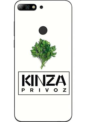 Антибрендовый силіконовий чохол для huawei y6 prime 2018 / honor 7a pro з картинкою kinza privoz