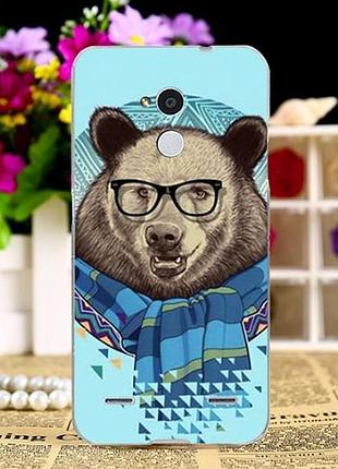 Бампер силиконовый чехол для zte blade v7 lite с картинкой медведь