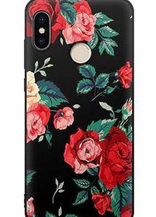 Оригинальный tpu чехол бампер с картинкой для xiaomi redmi note 5 розы на черном фоне