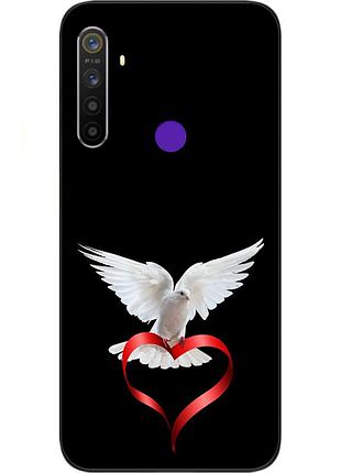 Силиконовый чехол бампер для realme 5i с картинкой голубь