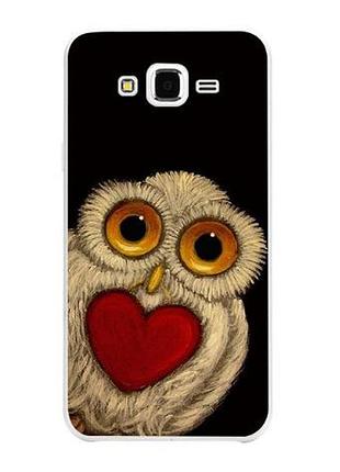 Ексклюзивний бампер з принтом для samsung galaxy j2 prime g532f сова з серцем