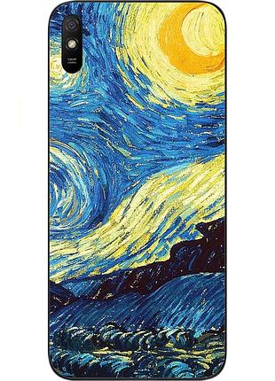 Силіконовий чохол з картинкою для xiaomi redmi 9a місячна ніч