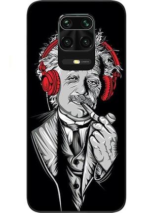 Оригинальный tpu чехол с картинкой для xiaomi redmi note 9s / note 9 pro эйнштейн в наушниках