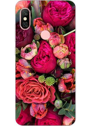 Бампер силіконовий чохол з картинкою для xiaomi redmi note 6 pro букет
