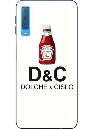 Антибрендовый силіконовий чохол для samsung a750f galaxy a7 2018 з картинкою dolche і cislo