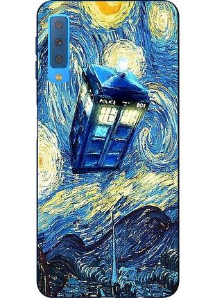 Силіконовий чохол бампер для samsung a750f galaxy a7 2018 з картинкою ван гог телефонна будка